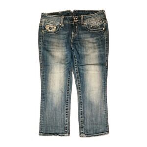 Vigoss Chelsea Capri Jeans Womens Size‎ 3/4 Low Rise Medium Wash Denim #344C